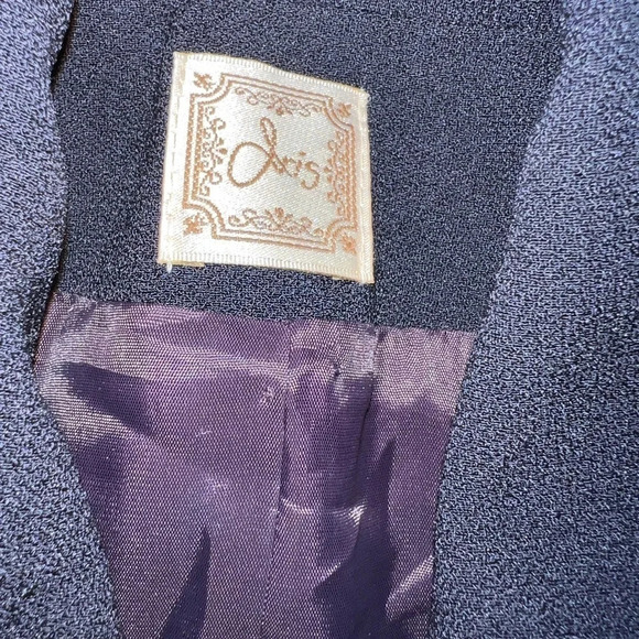 Iris, 2, navy blue,embroidered faux flap pockets, decorative button front blazer - Picture 9 of 9